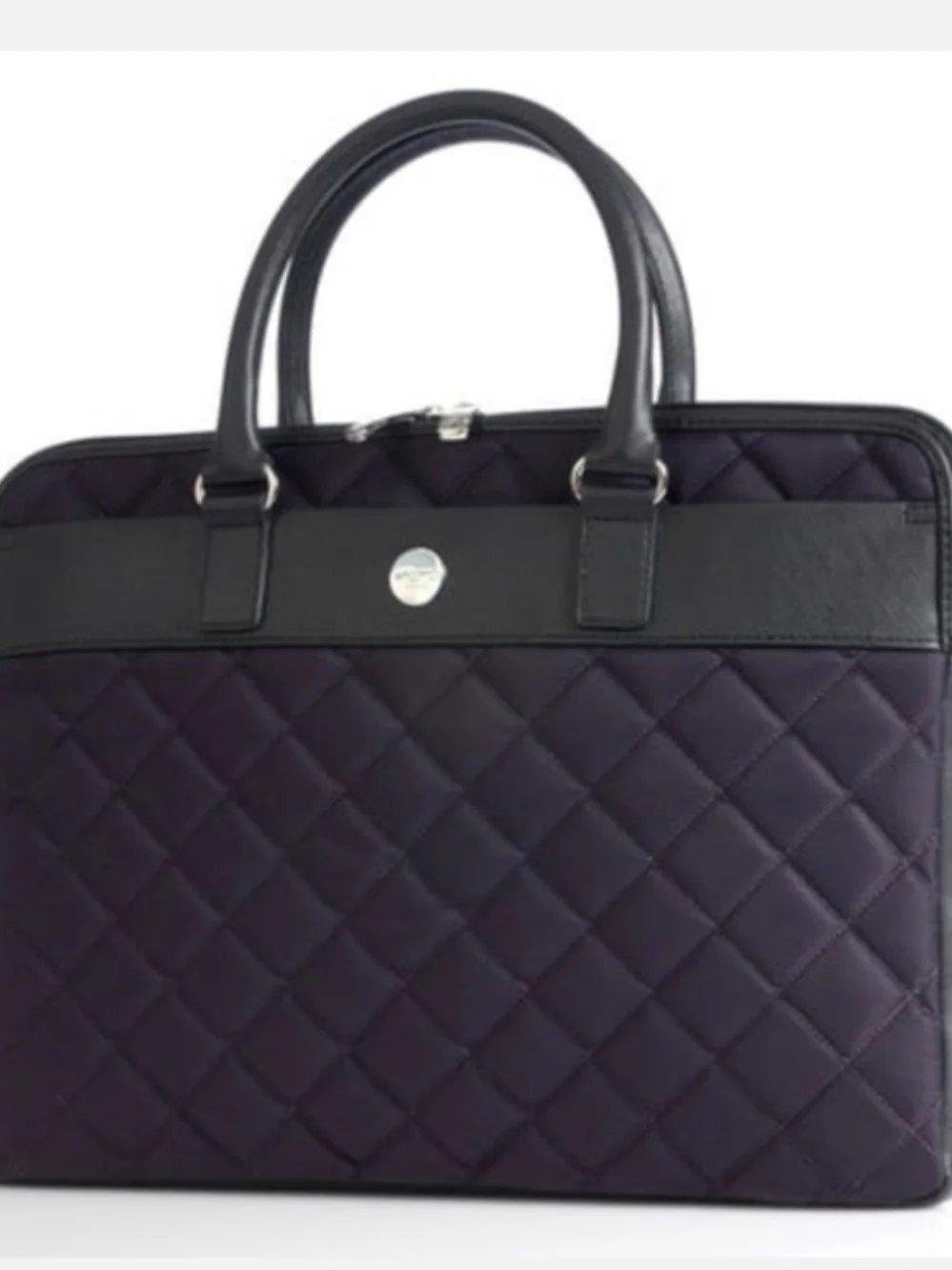 Knomo London Quilted Laptop Bag with Black Leather Trim